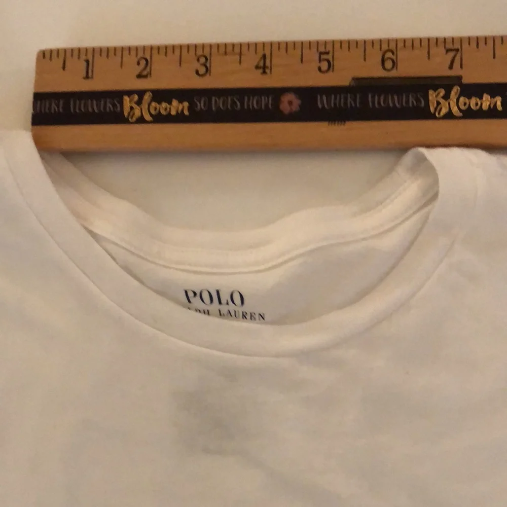 Polo Ralph Lauren Basic White T Shirt Polo T Shirt Large Logo along bottom